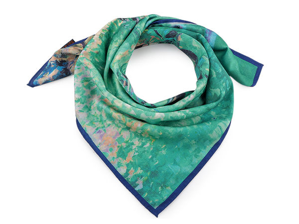 Eșarfă pătrată premium din satin imprimat (70x70 cm) - Eșarfă elegantă de gât fină ca mătasea, batic pentru cap și accesoriu de păr