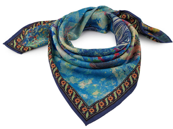 Eșarfă pătrată premium din satin imprimat (70x70 cm) - Eșarfă elegantă de gât fină ca mătasea, batic pentru cap și accesoriu de păr