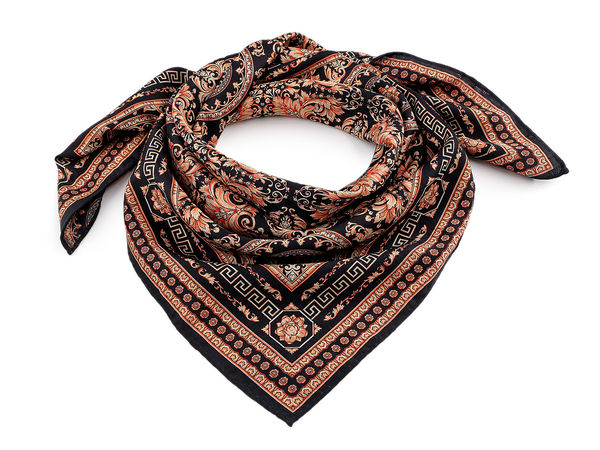 Eșarfă pătrată premium din satin imprimat (70x70 cm) - Eșarfă elegantă de gât fină ca mătasea, batic pentru cap și accesoriu de păr