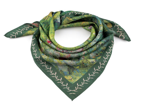 Eșarfă pătrată premium din satin imprimat (70x70 cm) - Eșarfă elegantă de gât fină ca mătasea, batic pentru cap și accesoriu de păr