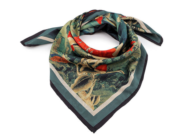 Eșarfă pătrată premium din satin imprimat (70x70 cm) - Eșarfă elegantă de gât fină ca mătasea, batic pentru cap și accesoriu de păr
