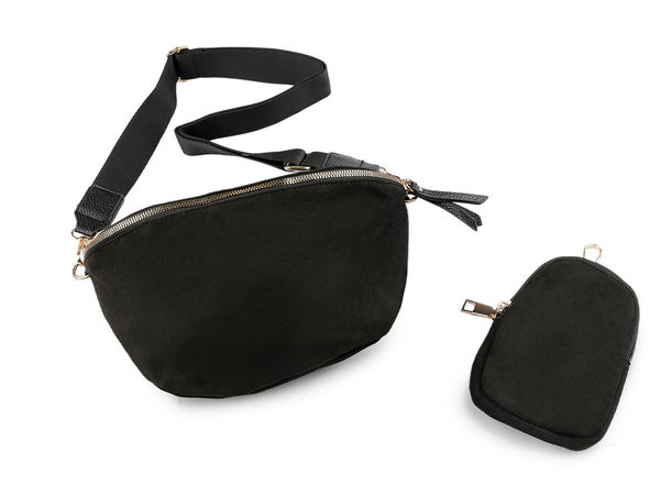 Geantă crossbody premium din piele întoarsă, cu mini-borsetă utilitară detașabilă și curea reglabilă
