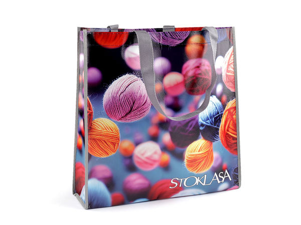 Sacoșă de cumpărături reutilizabilă Stoklasa, laminată, cu două fețe (35x35 cm) - Albastru-Violet