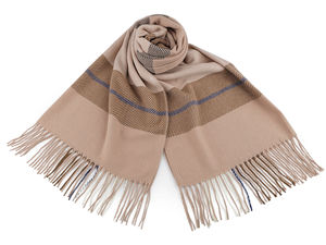 Șal și fular premium moale în carouri cu franjuri - 65x175 cm