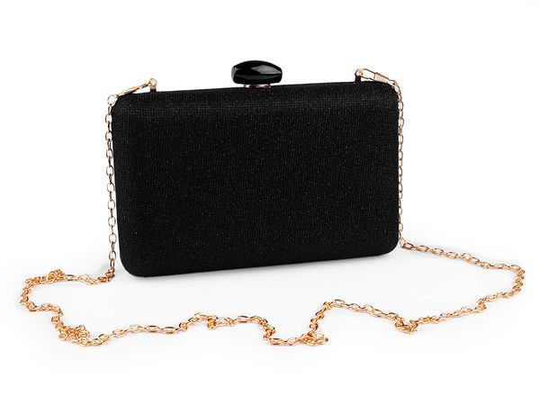 Geantă elegantă de seară tip plic în formă de scoică și crossbody cu sclipici fin și lanț detașabil