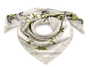 Eșarfă premium din satin cu imprimeu floral - Șal pătrat elegant cu două fețe (70x70 cm)