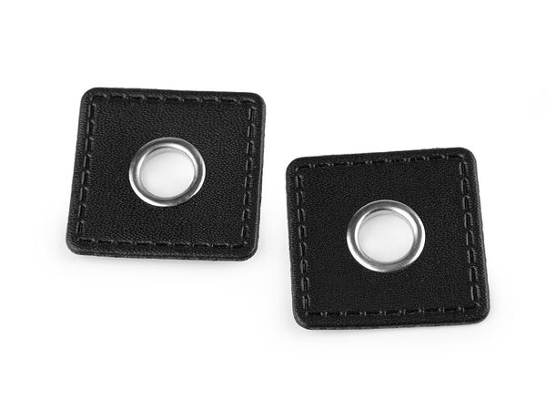 Petice pătrate premium din piele ecologică de cusut, cu ocheți metalici de 10 mm