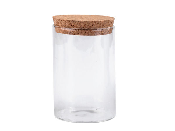 Borcan premium din sticlă transparentă pentru depozitare cu dop din plută naturală - Recipient decorativ pentru proiecte creative și expunere