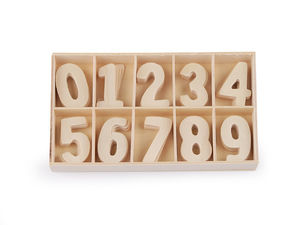 Set cifre din lemn natur cu cutie de depozitare - Material didactic pentru matematică și decorațiuni pentru proiecte craft și lucru manual