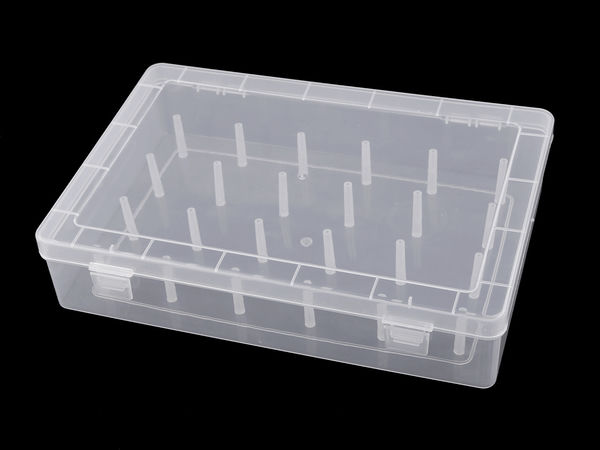 Cutie organizatoare din plastic transparent pentru depozitarea ațelor de cusut - Capacitate 24 papiote