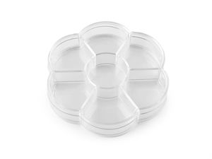 Cutie organizatoare transparentă în formă de floare pentru hobby - Organizator compartimentat pentru mărgele și bijuterii, 10 cm
