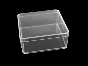 Cutie de depozitare din plastic transparent cu capac cu clips (9,5 x 9,5 x 4 cm)