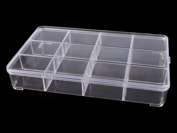 Cutie organizator din plastic transparent cu 12 compartimente (15 x 23 x 3.4 cm)