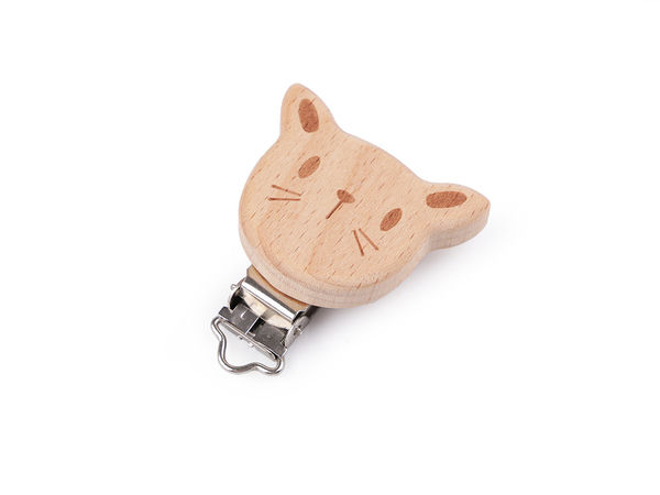 Clipsuri decorative din lemn cu animale - Modele cu ursuleț și pisică pentru ecusoane, legitimații și lucru manual
