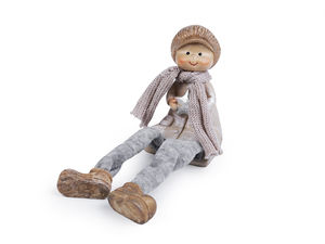Figurine de Crăciun în stil vintage reprezentând copii în șezut - Decorațiuni festive de masă pentru sărbătorile de iarnă și accesorii pentru creație