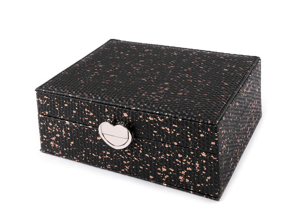 Cutie premium pentru organizarea bijuteriilor, cu textură 3D cubică, oglindă și închizătoare securizată - 15.5x20.5x8 cm