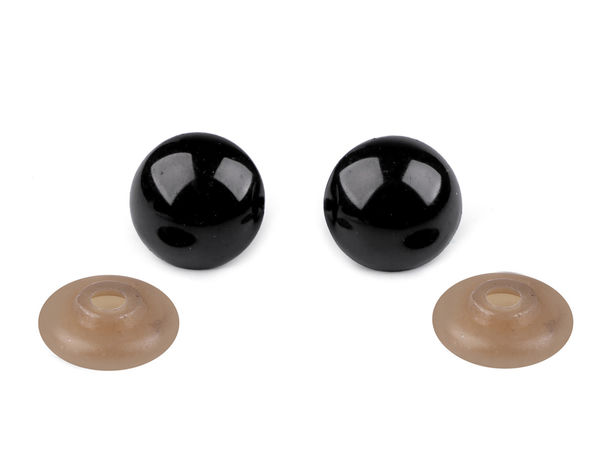Ochi de siguranță premium din plastic negru cu șaibe pentru păpuși handmade și jucării de pluș - Ø20 mm