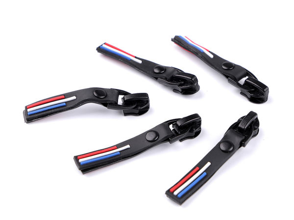 Cursor metalic premium nr. 6 pentru fermoar cu cheiță din silicon pentru fermoar la metraj din nailon și spiralat - Negru