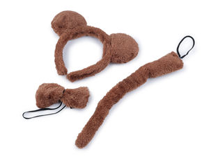 Set accesorii costum de animal din pluș maro pentru copii - Bentiță cu urechi, papion și coadă pentru carnaval, serbări și jocuri de rol