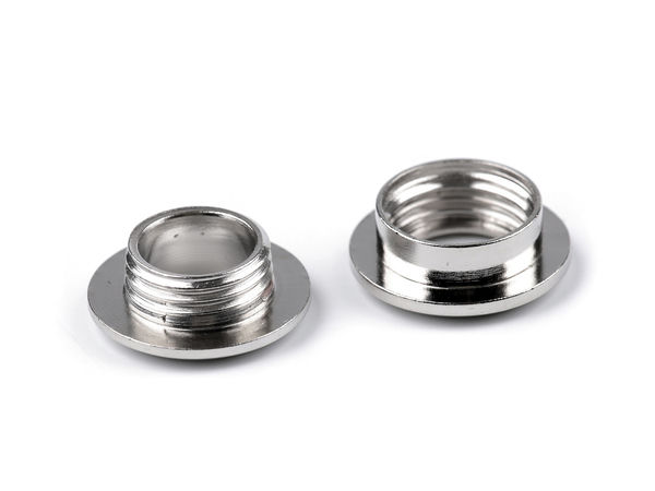 Ochet metalic de înșurubat nichelat - Ø interior 8 mm / Ø exterior 16 mm | Ocheți cu filet pentru marochinărie, genți și curele
