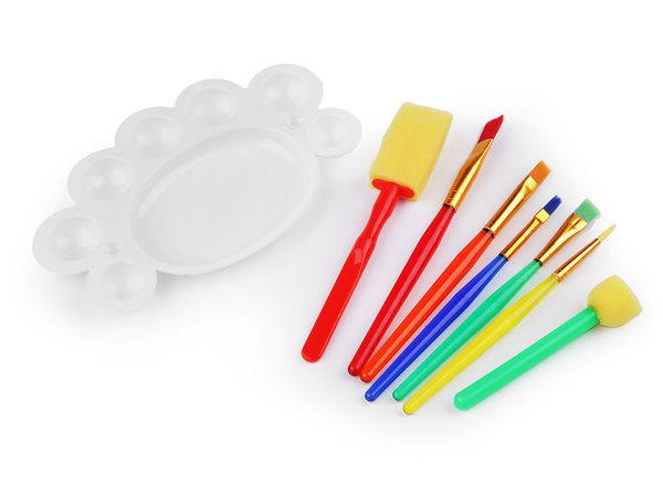 Set complet pentru pictură și hobby cu paletă de amestecare, pensule clasice și pensule din burete