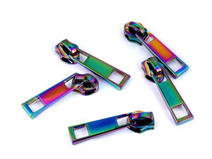 Cursor metalic premium Nr. 6 pentru fermoare din nailon și spiralate - Finisaj holografic multicolor (Fără opritor)