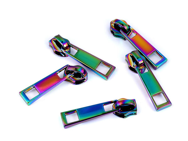 Cursor metalic premium Nr. 6 pentru fermoare din nailon și spiralate - Finisaj holografic multicolor (Fără opritor)