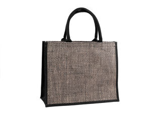 Sacoșă premium din iută pentru cumpărături, model chevron - Geantă ecologică și încăpătoare (42 x 33 cm)