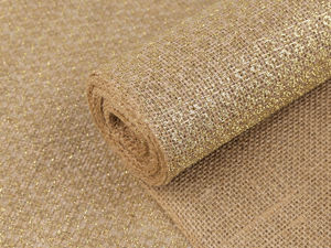Rulou din pânză de iută naturală cu lurex auriu metalizat - Lățime 30 cm cu margini tivite