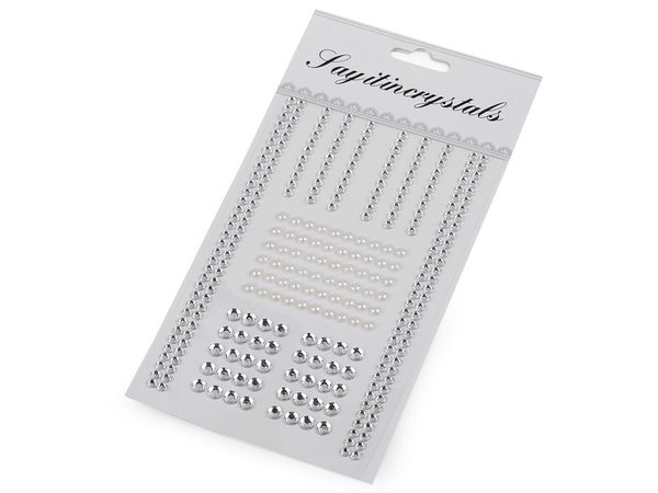 Benzi decorative autoadezive cu strasuri și perle alb sidef pentru scrapbooking, lucru manual și decorațiuni DIY
