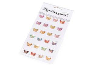 Benzi decorative autoadezive cu strasuri din cristal în formă de fluturași pentru lucru manual, decorațiuni DIY și scrapbooking (Culori asortate, set de 24 bucăți)