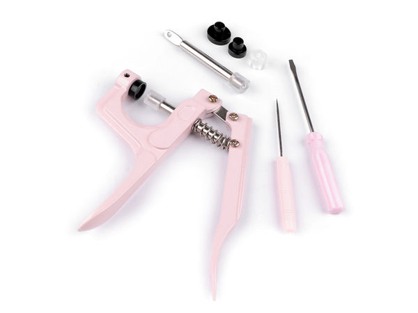 Set clește-presă manuală premium pentru capse din plastic | Aplicator de capse cu 3 adaptoare și 2 matrițe