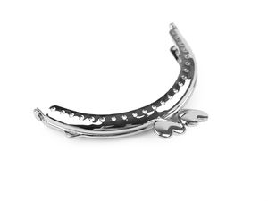 Ramă metalică premium de cusut pentru genți și portofele, cu închizătoare în formă de inimă - Sistem de închidere kiss lock finisaj nichel pentru creații handmade (8 x 8.5 cm)