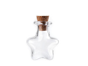 Mini sticluțe transparente din sticlă cu dop de plută - Recipiente în formă de stea, inimă și glob pentru bijuterii handmade și proiecte creative