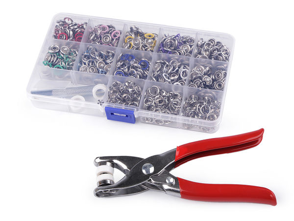 Set capse metalice Roland Baby (Ø10 mm) cu clește de aplicare și preducea pentru materiale subțiri