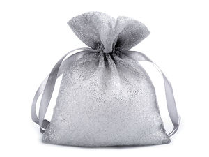 Săculețe premium din organza cu sclipici pentru cadouri - Săculețe pentru mărturii cu șnur, 10x13 cm
