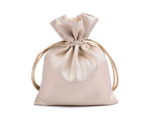 Săculeț elegant de cadou din satin strălucitor cu lurex metalic și șnur, 10x13 cm