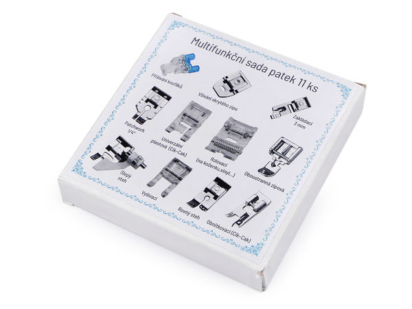 Set profesional universal de 11 piciorușe presoare pentru mașina de cusut - Accesorii cu prindere rapidă