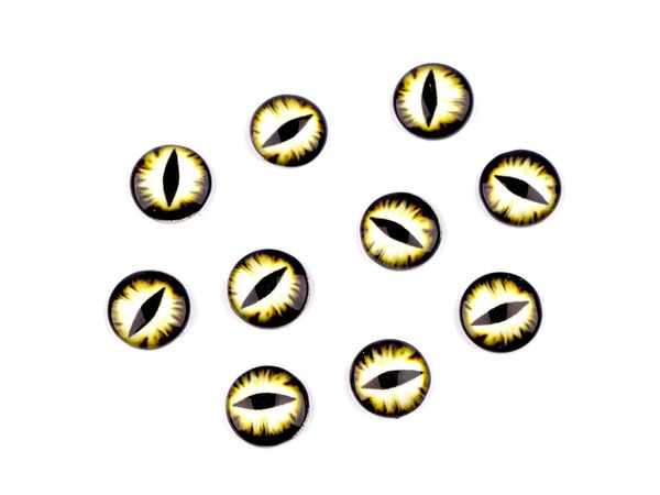 Ochi rotunzi din sticlă premium pentru lucru manual - Caboșoane model ochi de pisică și dragon pentru bijuterii handmade și confecționare jucării (10mm și 12mm)