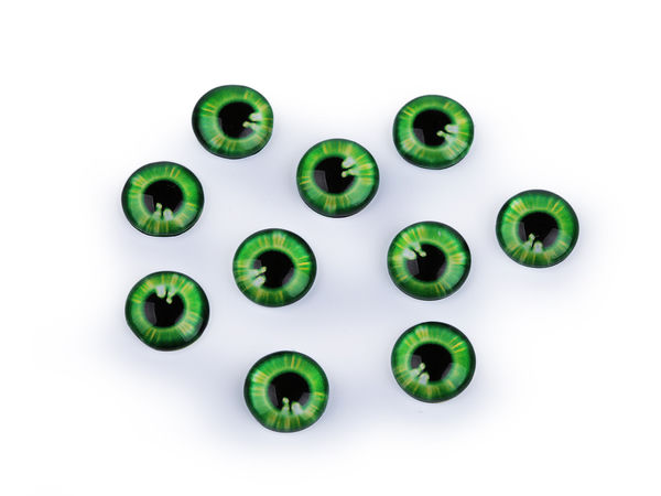 Ochi rotunzi din sticlă cu aspect realist, tip caboșon, pentru proiecte de galanterie, lucru manual și bijuterii (10 mm și 12 mm)