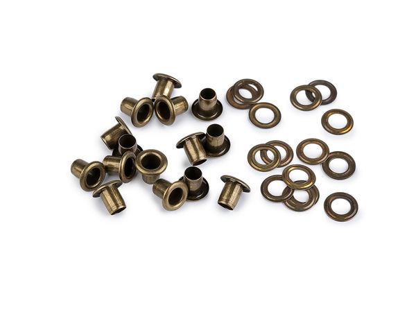 Capse metalice premium cu șaibe - Alamă vintage (Ø interior 5 mm / Ø exterior 9,5 mm)