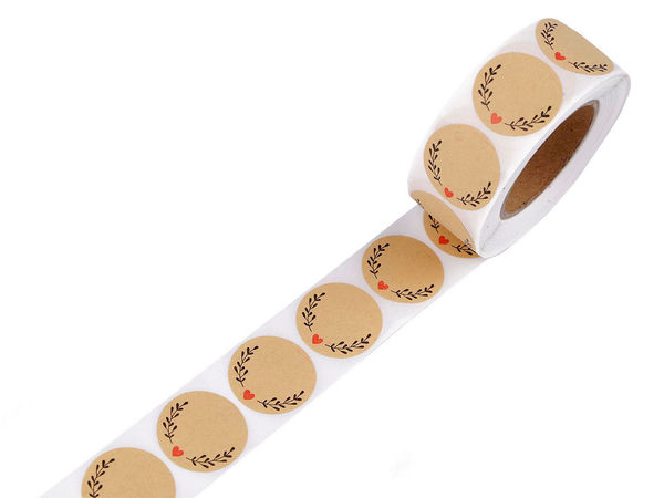 Stickere rotunde din hârtie cu motive botanice, 25 mm (rolă de 500 bucăți) - Etichete decorative florale pentru proiecte creative, scrapbooking și decorațiuni de nuntă