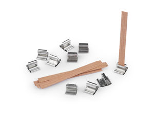 Fitiluri premium din lemn natural pentru lumânări, cu suporturi metalice (0.8 x 9 cm) – Fitiluri din lemn cu efect de trosnire pentru crearea manuală de lumânări