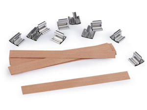Fitiluri din lemn natural cu suporturi metalice (1,3 x 13 cm) - Fitiluri din lemn cu efect de trosnire pentru confecționarea manuală a lumânărilor