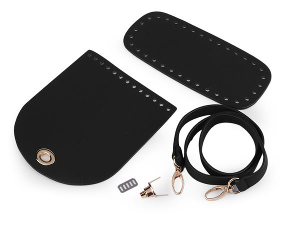 Set premium de accesorii din piele ecologică pentru confecționare geantă – Kit DIY pentru genți croșetate și tricotate, cu bază preperforată, clapetă și baretă
