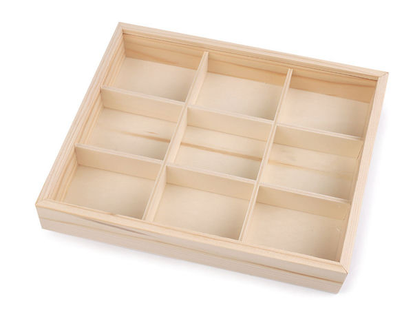 Cutie organizatoare premium din lemn cu capac culisant transparent și despărțitoare detașabile - casetă de depozitare personalizabilă pentru bijuterii și accesorii de lucru manual