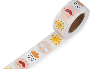 Autocolante rotunde din hârtie colorată (25 mm, rolă de 500 bucăți) – Motive decorative asortate pentru lucru manual, scrapbooking și ambalarea cadourilor