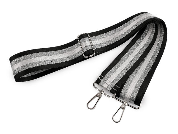 Curea reglabilă de 5 cm din chingă textilă cu carabine metalice – Curea de schimb premium cu lurex strălucitor pentru genți