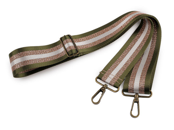 Curea reglabilă de 5 cm din chingă textilă cu carabine metalice – Curea de schimb premium cu lurex strălucitor pentru genți