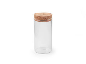 Fiole rotunde premium din sticlă cu dop de plută naturală - Mini borcănașe transparente pentru expunere (47x90mm)